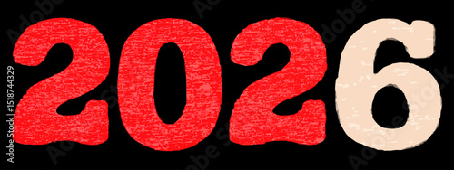 Red and Beige 2026 New Year Design Element