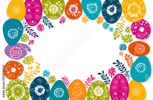 Vibrant Easter Egg Border Design Colorful Floral Frame Illustration