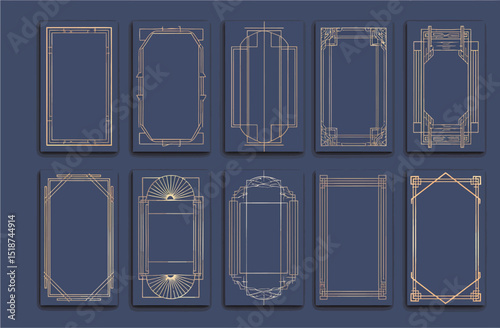 Minimalist Art Deco Frames Elegant Gold Geometric Border Collection