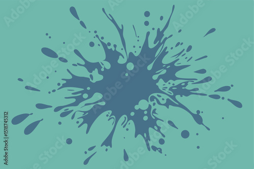 Abstract ink blot splatter vector illustration with shades of blue and green