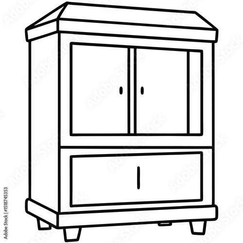 Illustration of a wooden cabinet isolated on transparent background
