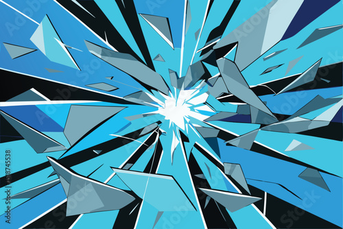 Abstract shattered ice design with geometric shapes and transparent background