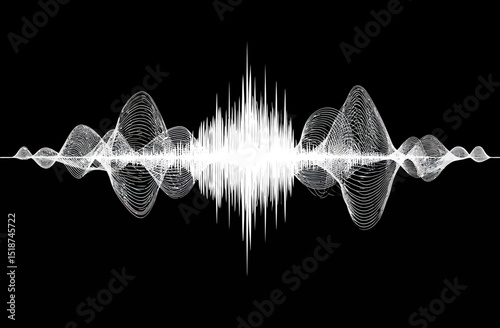 Abstract Black and White Sound Wave Equalizer Visualization
