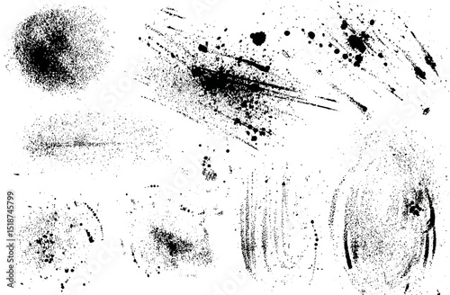 High-Resolution Black Ink Splashes and Blots Texture Set for Design