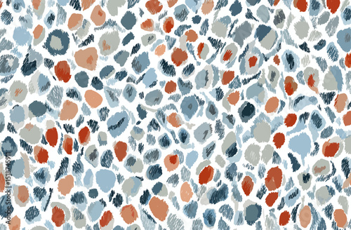 Abstract Leopard Skin Texture Pattern Blue, Gray, and Orange Spots