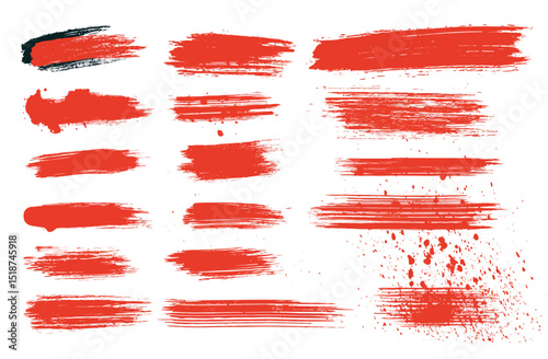 Red Ink Brushstrokes and Splatter Collection High-Resolution Vector Graphics