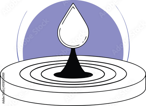 Artistic illustration depicting a water drop and circular platform on a transparent background