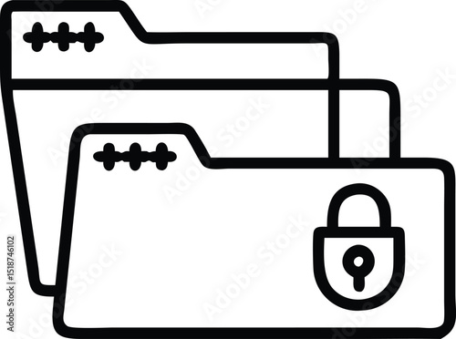 Black file folder silhouette with lock symbol suggesting data protection and security