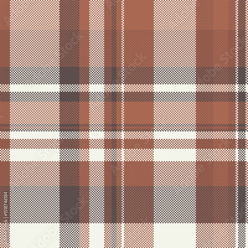 Retro pixel art style plaid pattern in earthy tones. Perfect for vintage designs, backgrounds, or digital art projects needing a classic touch.
