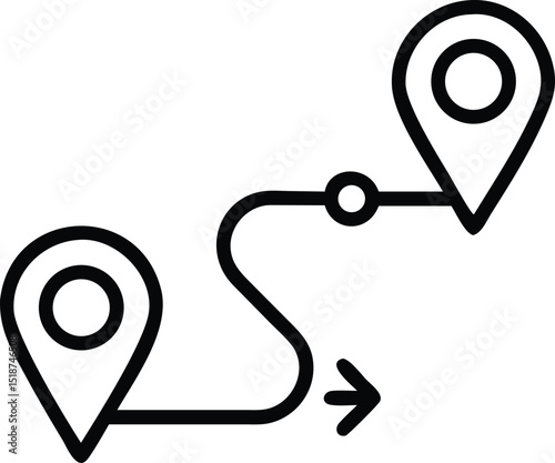 Black silhouette of a pointer indicating geographic location on a map design