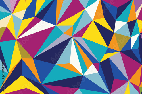 Colorful geometric abstract art design with unique triangle shapes