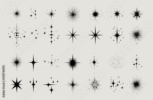 Collection of Modern Minimalist Starburst and Sparkle Illustrations