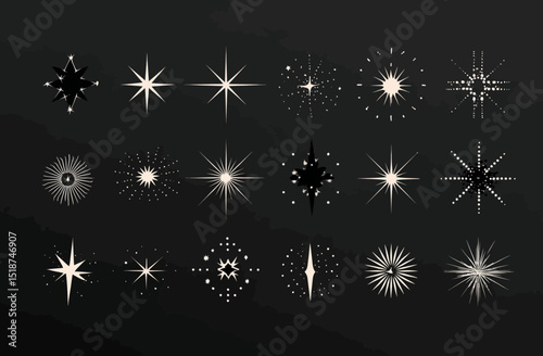 Collection of Modern Minimalist Starburst and Sparkle Illustrations