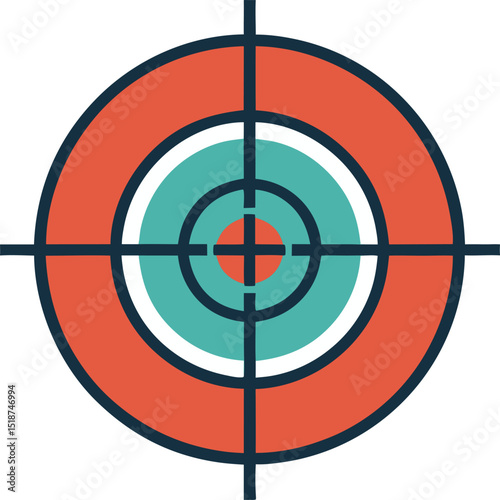 Colorful target aim icon with crosshairs suitable for success and achievement concepts