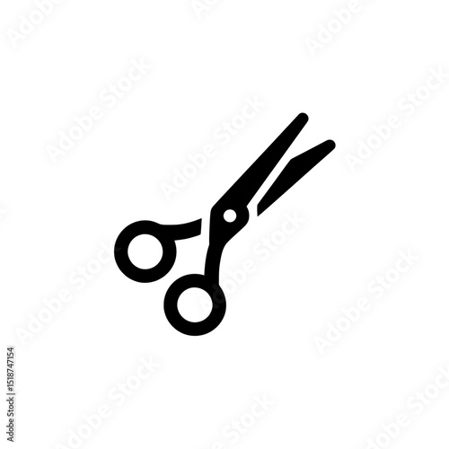 Outline icon of barber scissors open and ready for haircutting in minimal vector design