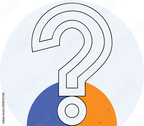 Graphic illustration of a question mark with geometric colorful elements