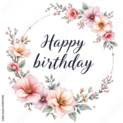 Beautiful flower arrangement with soft petals, creating frame with feeling of cheerful celebration, perfect for birthday wishes and joy