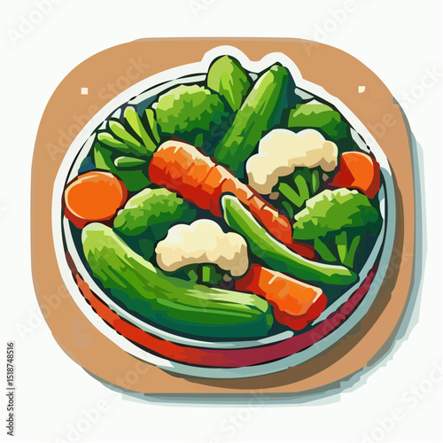 Colorful vegetables in a bowl representing healthy eating icon  