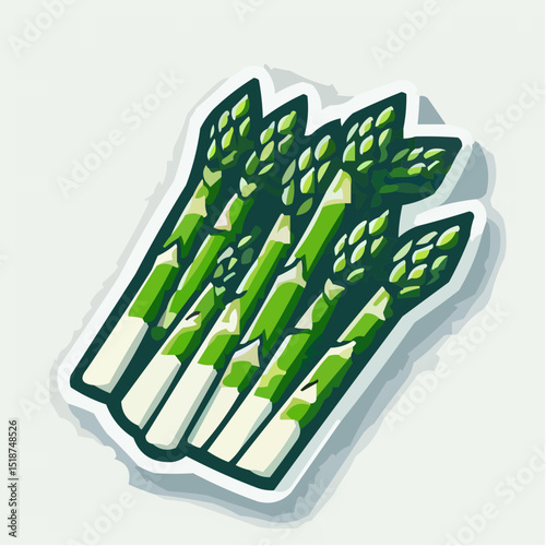 Iconic illustration of fresh green asparagus on a light background  