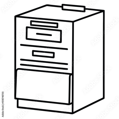 Filing cabinet with two drawers isolated on transparent background