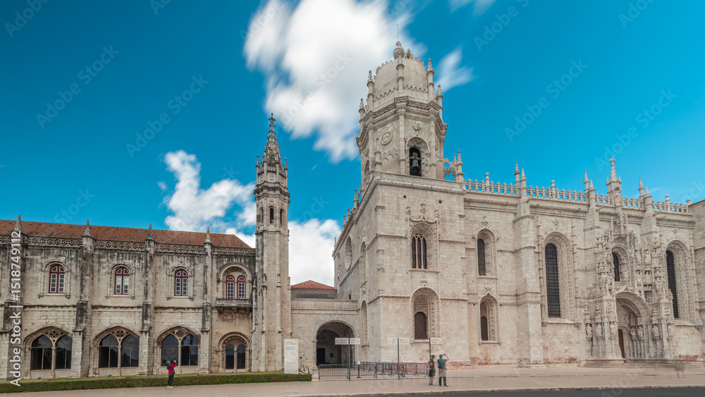 Naklejka premium Mosteiro dos Jeronimos, located in the Belem district timelapse hyperlapse of Lisbon, Portugal.