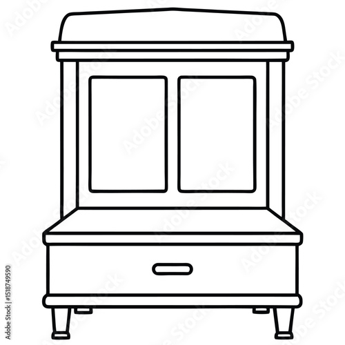 Illustration of a cabinet with doors isolated on transparent background
