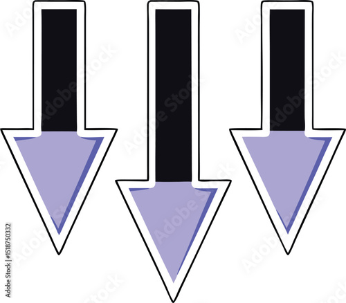 Three abstract downward arrows indicating directional guidance with transparency