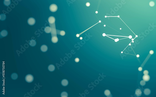 Fototapeta Naklejka Na Ścianę i Meble -  Abstract background. Molecules technology with polygonal shapes, connecting dots and lines. Connection structure. Big data visualization.