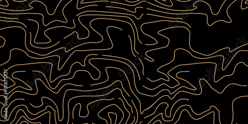 Texture lines. Pattern round shape. Black and Gold Background