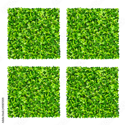 Set of green grass. Realistic green lawn pattern and texture for background. Artificial green grass carpet. Seamless texture.