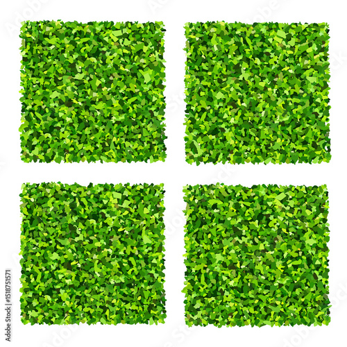 Set of green grass. Realistic green lawn pattern and texture for background. Artificial green grass carpet. Seamless texture.