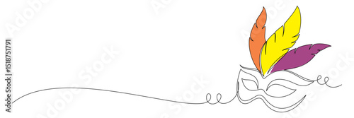 mardi gras carnival mask line art style illustration 2