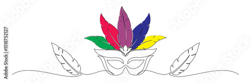 mardi gras carnival mask line art style illustration