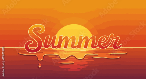 Summer Sunset Over the Melting Ocean