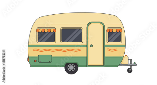 Cartoon Illustration of a RetroStyle Travel Trailer
