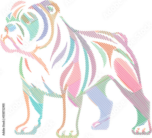 Elegant American Bulldog Dog Sketch in Stylized Design Illustration