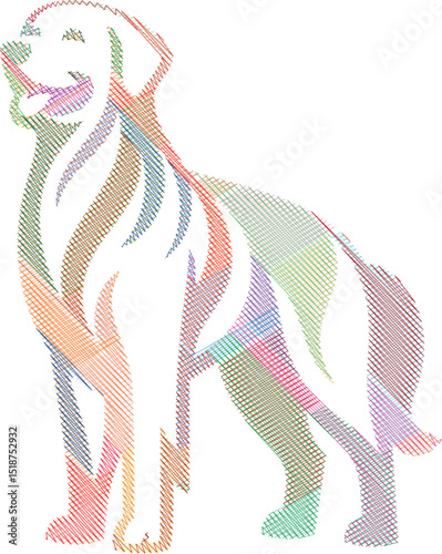 Golden Retriever Dog Scribble Style Illustration