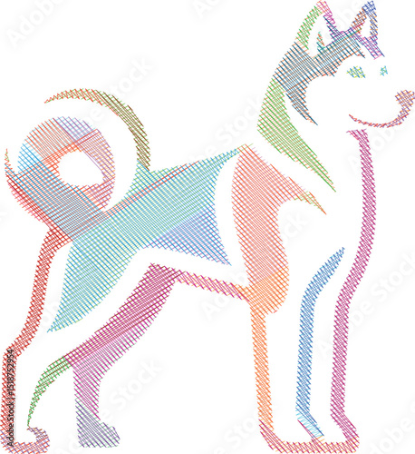 Siberian Husky Dog Scribble Style Illustration