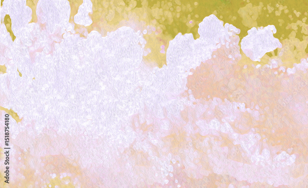 Fototapeta premium Whimsical, Light & Airy Cloud w/Texture in Light & Dark Gold & White-digital illustration, art, design, painting, artwork-wallpaper, backdrop, background, border, frame,