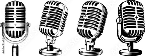 Vintage Microphone with Christian Cross Vector | Bible-Inspired Line Art | Christian mic |  Romans 10:17, Matthew 28:19-20, Psalm 96:3, 2 Timothy 4:2.