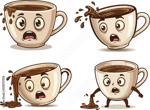  Surprised Coffee Cup Spilling Illustration