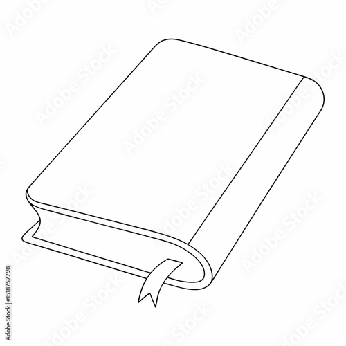 Book coloring page simple and minimal line art illustration on white background 