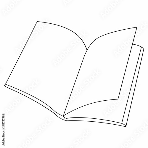 Open Book coloring page simple and minimal line art illustration on white background