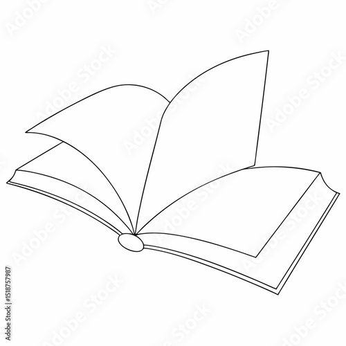 Open Book coloring page simple and minimal line art illustration on white background