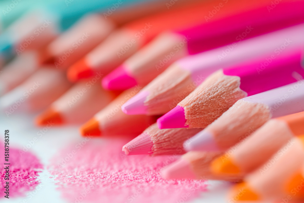 Brightly colored pencils on white background artistic arrangement Brightly colored pencils on white background artistic arrangement