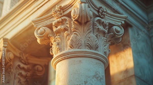Classic Architectural Column in Close-Up View, Elegant Stone Pillar in Historical or Modern Design 