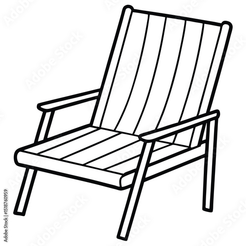 Modern chair line art illustration isolated on transparent background