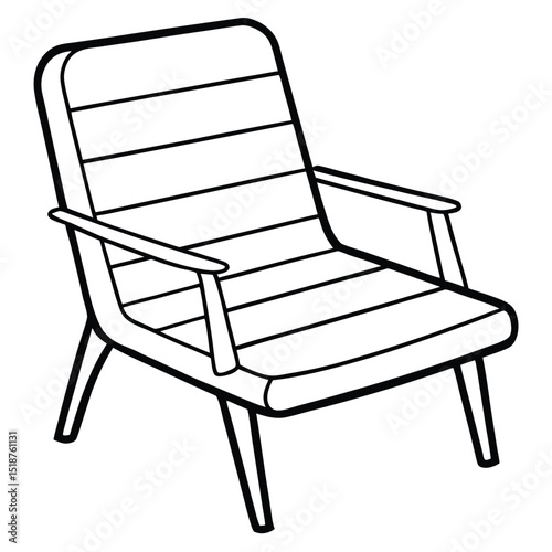 Modern chair line art illustration isolated on transparent background