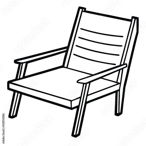 Modern chair line art illustration isolated on transparent background