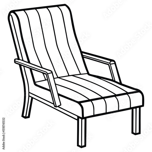 Modern chair line art illustration isolated on transparent background